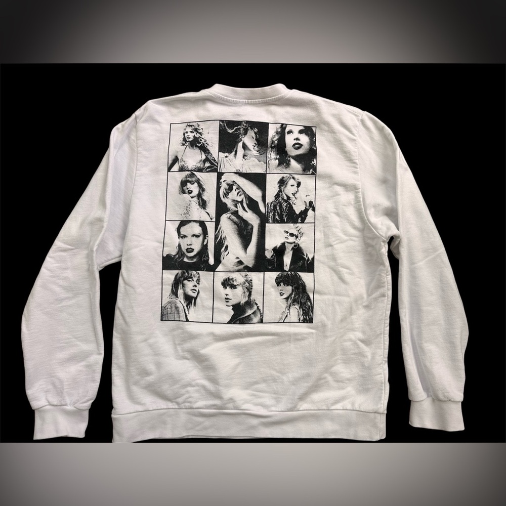 Taylor Swift The Eras Tour White Crewneck Sweatshirt Size L TTPD Official Merch